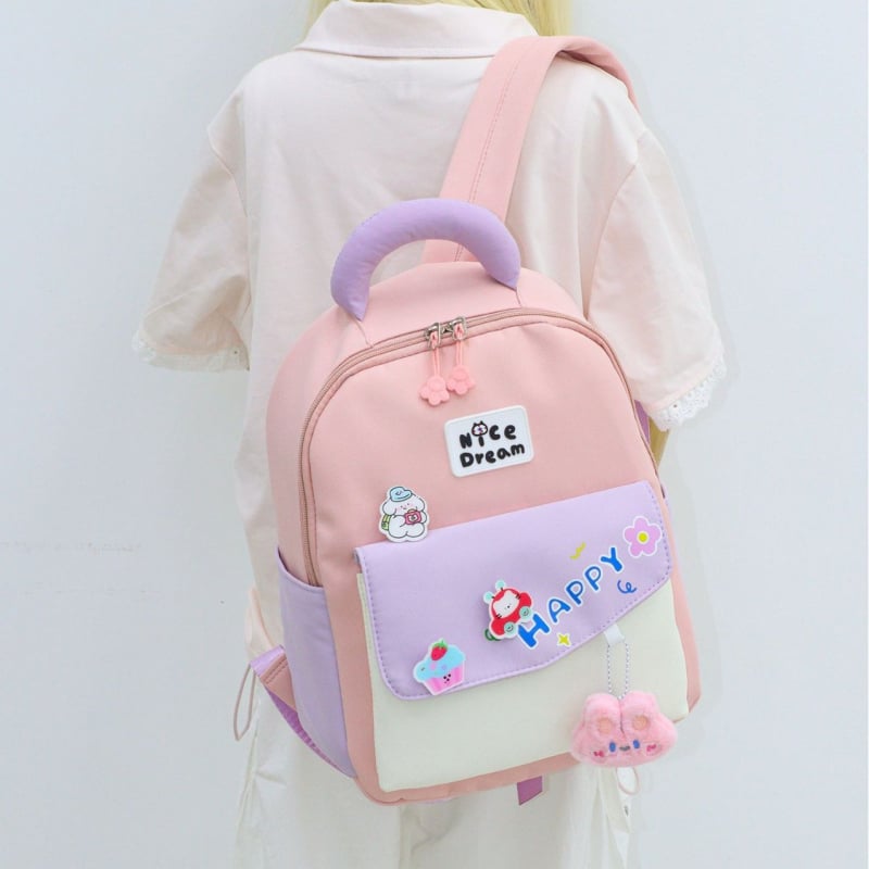 Bērnu mugursoma - anime karikatūru motīvs, Oxford audums, ūdensizturīga, poliesteru odere, izliektas plecu siksnas