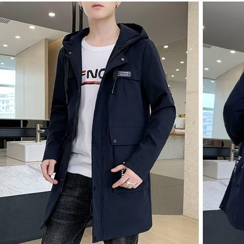 Kabát v kórejskom štýle, s kapucňou, reverzibilný, krátky