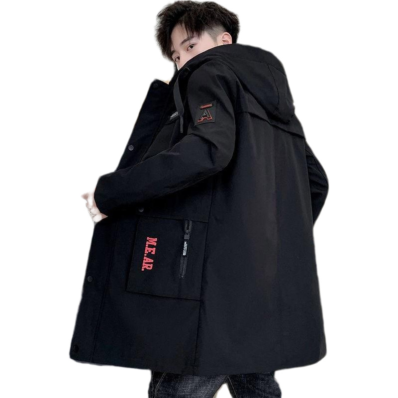 Kabát v kórejskom štýle, s kapucňou, reverzibilný, krátky