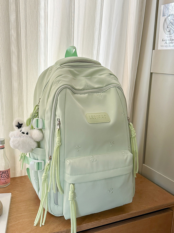 Unisex skolas mugursoma ar burtiem rakstu, ietilpība 36-55 L, der 14 collu klēpjdatoram, materiāls: zīda ziedu audums