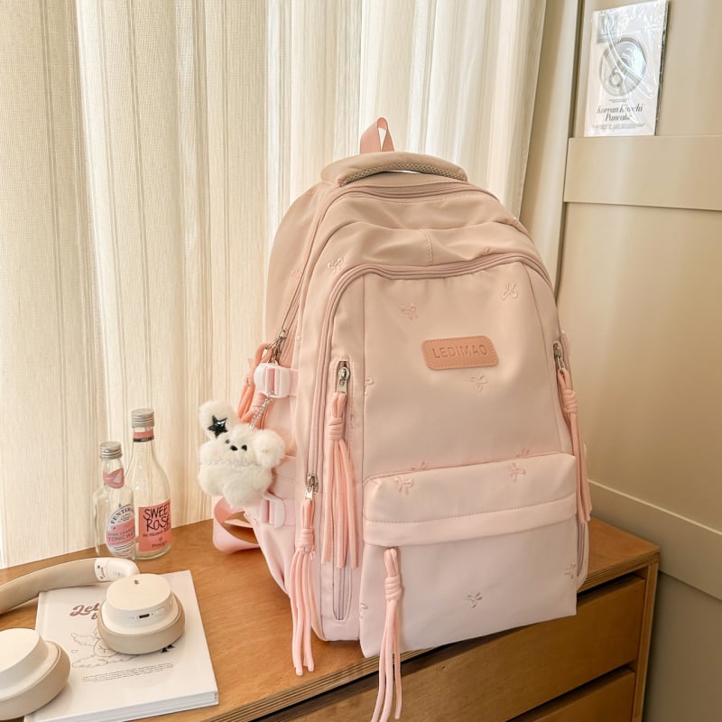 Unisex skolas mugursoma ar burtiem rakstu, ietilpība 36-55 L, der 14 collu klēpjdatoram, materiāls: zīda ziedu audums