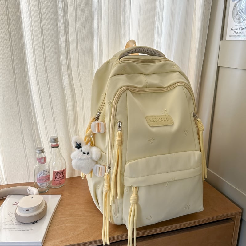 Unisex skolas mugursoma ar burtiem rakstu, ietilpība 36-55 L, der 14 collu klēpjdatoram, materiāls: zīda ziedu audums