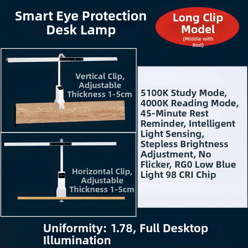 Seinaga ühendatud laualamp silmade kaitseks täispektriga 4000K, CRI ≥95, puutetundlik juhtimine, 220V, metallist varjund
