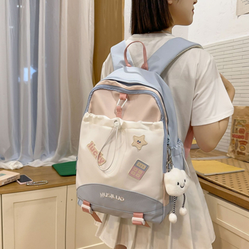 Ученическа раница, голям капацитет, нейлон, разширяема, градски минимализъм, извита презрамка