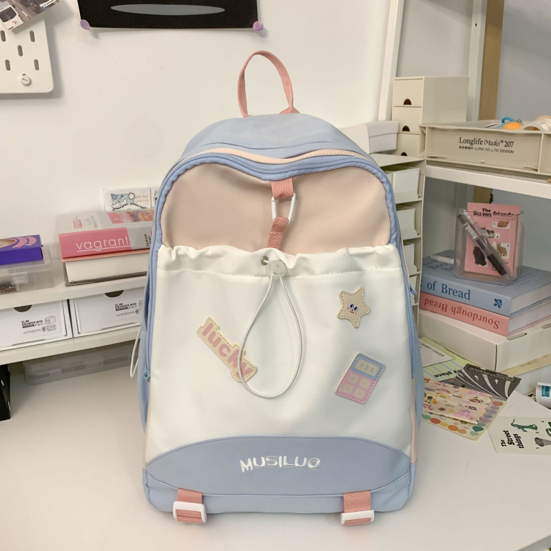 Ученическа раница, голям капацитет, нейлон, разширяема, градски минимализъм, извита презрамка