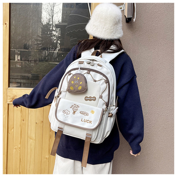 Ученическа раница за средно училище, унисекс стил, найлон, износоустойчива, облекчава носенето, презрамки с въздушна възглавница, подплата полиестер