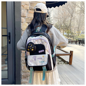 Ученическа раница за средно училище, унисекс стил, найлон, износоустойчива, облекчава носенето, презрамки с въздушна възглавница, подплата полиестер