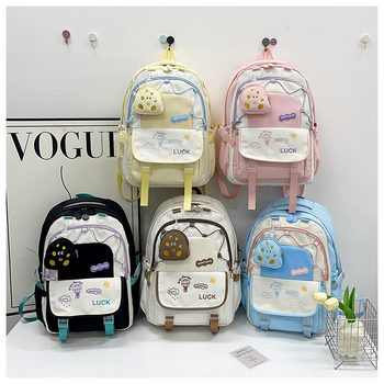 Ученическа раница за средно училище, унисекс стил, найлон, износоустойчива, облекчава носенето, презрамки с въздушна възглавница, подплата полиестер