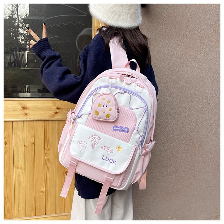 Ученическа раница за средно училище, унисекс стил, найлон, износоустойчива, облекчава носенето, презрамки с въздушна възглавница, подплата полиестер