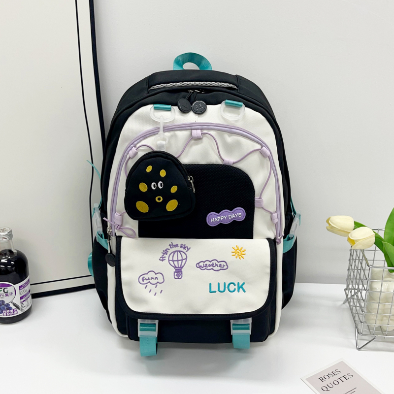 Ученическа раница за средно училище, унисекс стил, найлон, износоустойчива, облекчава носенето, презрамки с въздушна възглавница, подплата полиестер