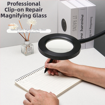 Varjuta LED ilulamp suurendava lupaga – USB-toega laualamp juukse, kulmud ja tätoveeringute jaoks (Mudelis SL825, metalne abažuur, CRI ≥90)