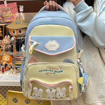 Meitenēm paredzēta skolas mugursoma korejiešu stilā, neilons, 20–35 L ietilpība, elpojoša, der 15 collu klēpjdatoram