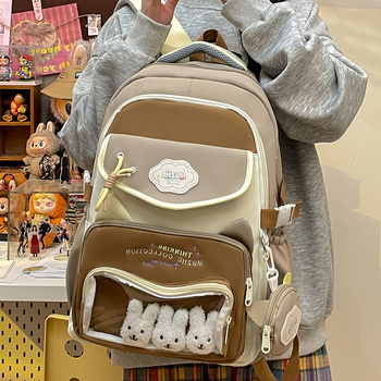 Meitenēm paredzēta skolas mugursoma korejiešu stilā, neilons, 20–35 L ietilpība, elpojoša, der 15 collu klēpjdatoram