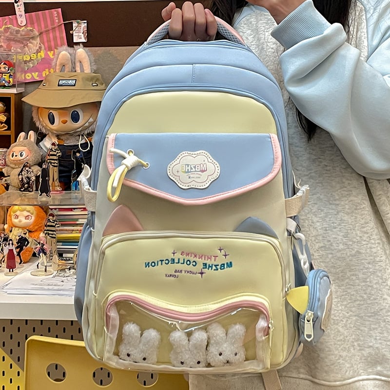 Meitenēm paredzēta skolas mugursoma korejiešu stilā, neilons, 20–35 L ietilpība, elpojoša, der 15 collu klēpjdatoram