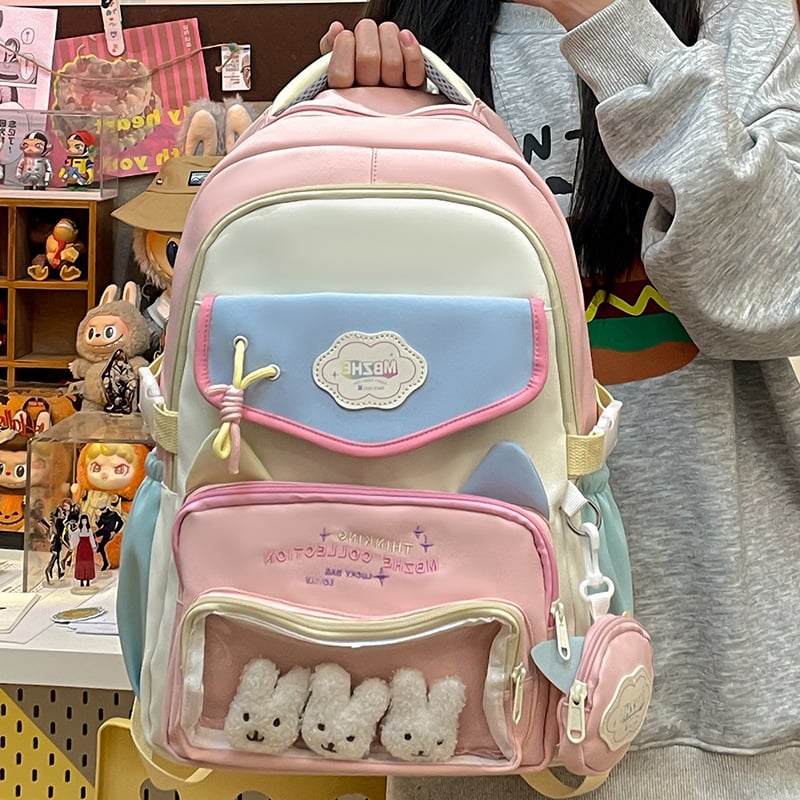 Meitenēm paredzēta skolas mugursoma korejiešu stilā, neilons, 20–35 L ietilpība, elpojoša, der 15 collu klēpjdatoram