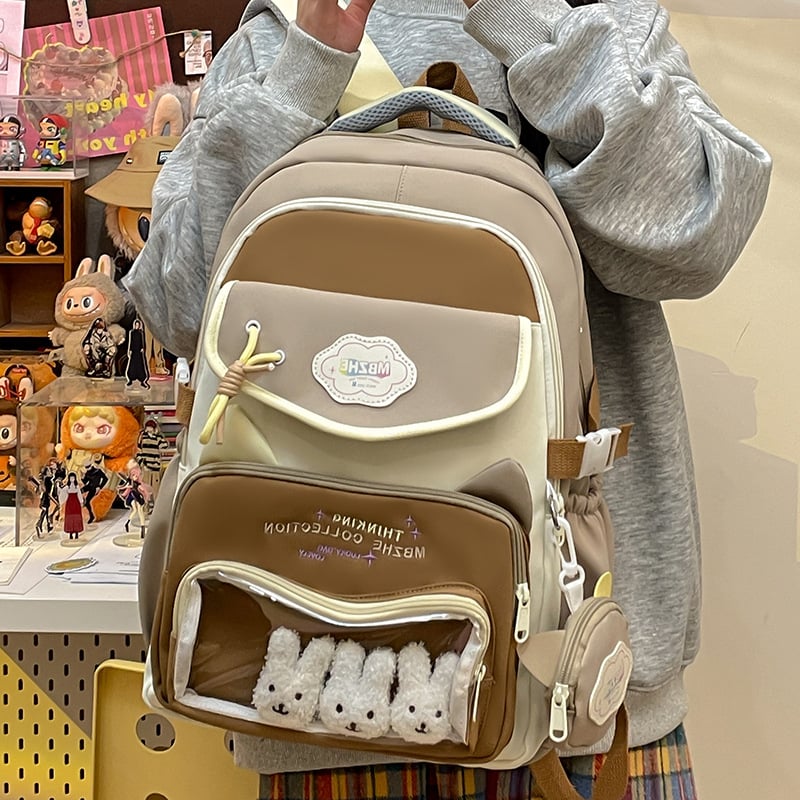 Meitenēm paredzēta skolas mugursoma korejiešu stilā, neilons, 20–35 L ietilpība, elpojoša, der 15 collu klēpjdatoram