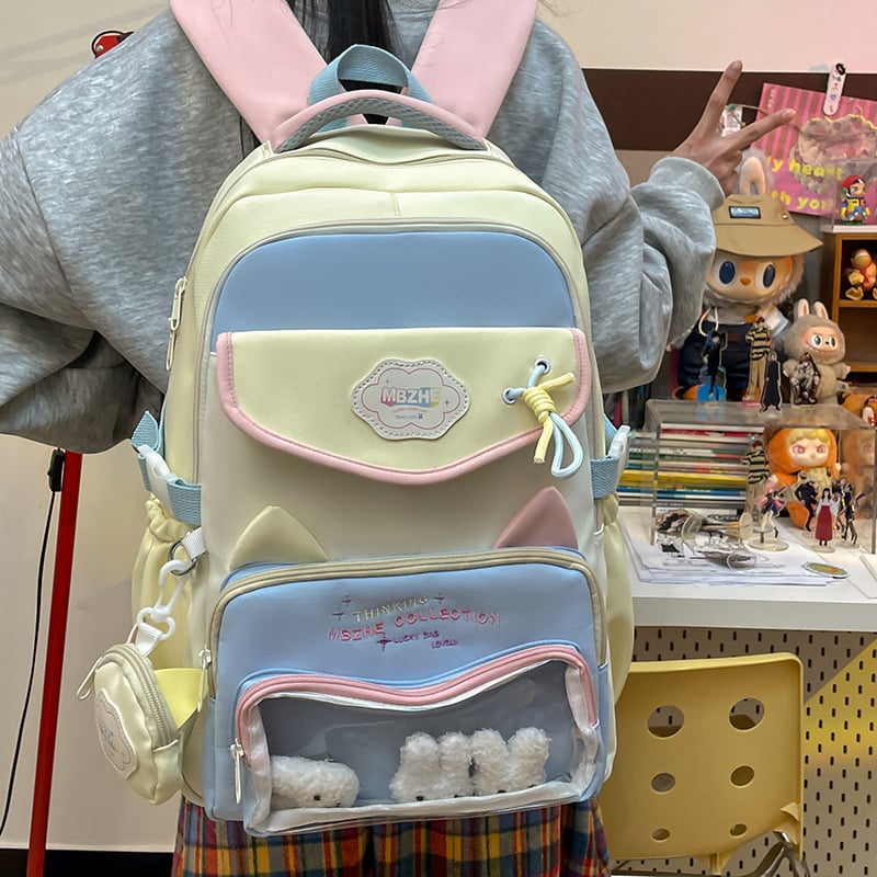 Meitenēm paredzēta skolas mugursoma korejiešu stilā, neilons, 20–35 L ietilpība, elpojoša, der 15 collu klēpjdatoram