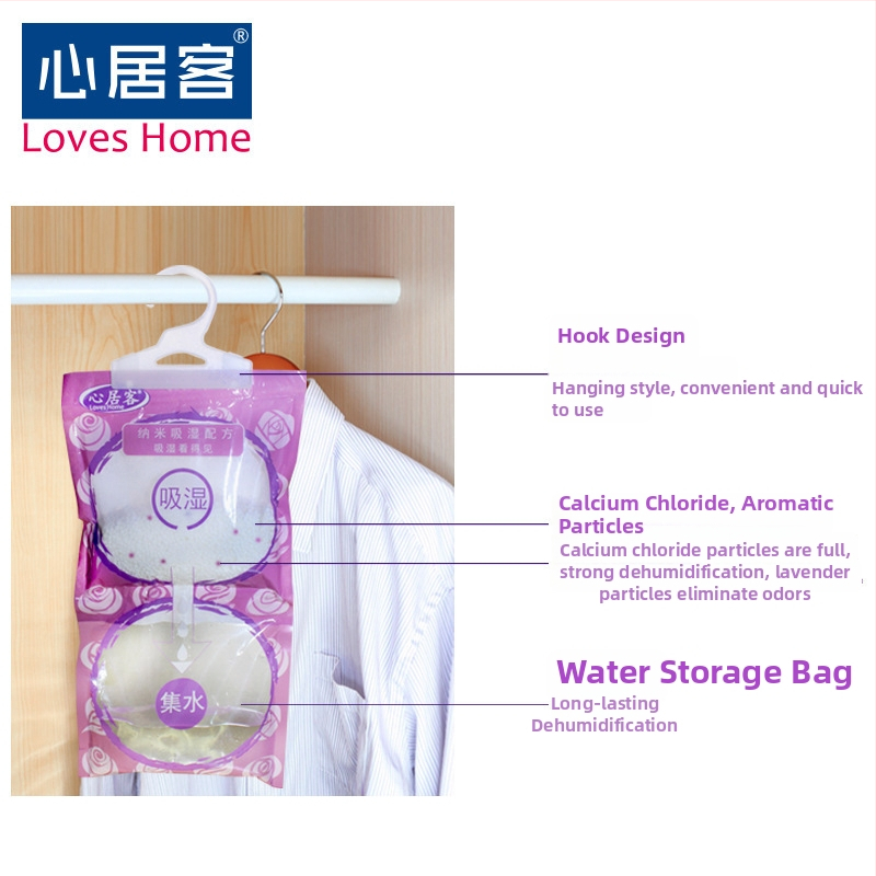 Riidekapi niiskusabsorbeeriv desikant lavendli lõhnaga, riputatav, 50 tk