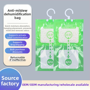 Kaltsiumi kloriidi desikant ruumide kuivendamiseks — Qingrunjia kaubamärk; funktsioon: kuivendamine ja niiskuse juhtimine; kaal 100 g; sobib rippimiseks