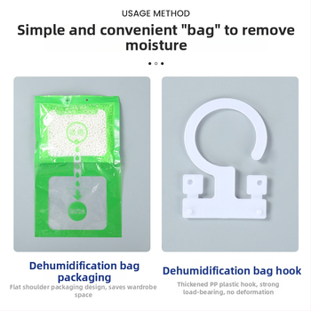 Kaltsiumi kloriidi desikant ruumide kuivendamiseks — Qingrunjia kaubamärk; funktsioon: kuivendamine ja niiskuse juhtimine; kaal 100 g; sobib rippimiseks