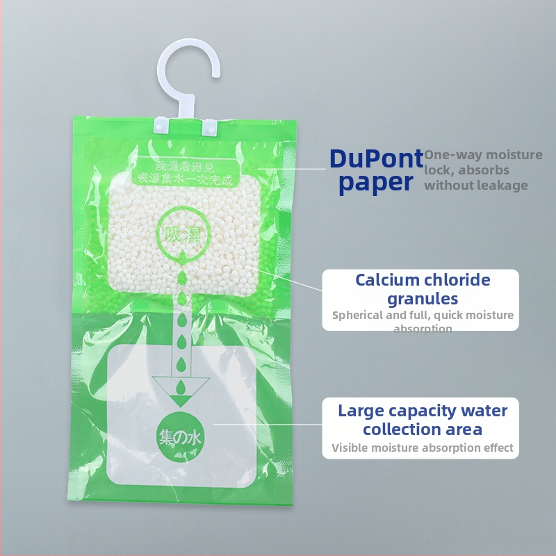 Kaltsiumi kloriidi desikant ruumide kuivendamiseks — Qingrunjia kaubamärk; funktsioon: kuivendamine ja niiskuse juhtimine; kaal 100 g; sobib rippimiseks