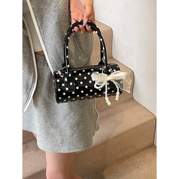 PU moterų rankinė cilindro formos, užtrauktukas, poliesterio pamušalas, vienas peties dirželis