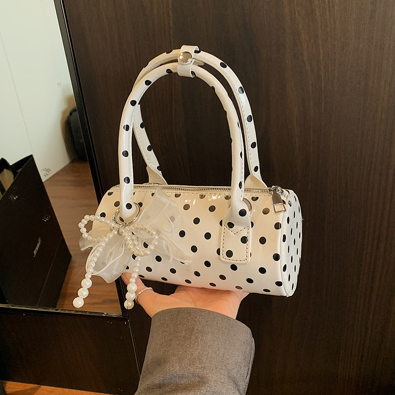 PU moterų rankinė cilindro formos, užtrauktukas, poliesterio pamušalas, vienas peties dirželis