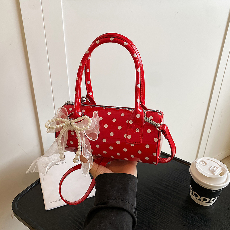 PU moterų rankinė cilindro formos, užtrauktukas, poliesterio pamušalas, vienas peties dirželis