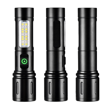 Φανάρι από κράμα αλουμινίου με φόρτιση USB-C, COB + LED φως, περιστροφή 360°, δέσμη έως 500 m, εξωτερικό φως εργασίας