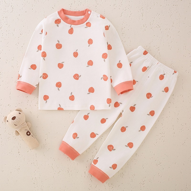 Laste 100% puuvillane pikkade kätega ööriietekomplekt, unisex, klassi A, antibakteriaalne, õmblusteta ümmarguse kaelusega