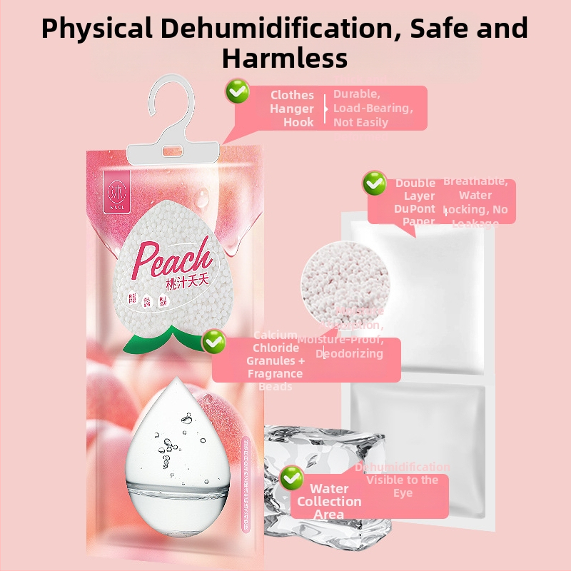 Függő nedvesség-kiszárító tasak ruhásszekrényhez – 0,23 kg, fehér barack illat, Pissa márka