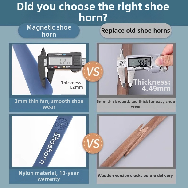 Magnētisks kurpju uzvilkējs ar garu rokturi – paplašināta roktura, atvieglo uzvilkšanu vecākiem cilvēkiem un grūtniecēm, bez liekšanās