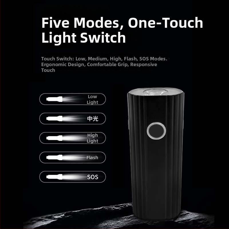 Priekinis dviračio žibintas — aliuminio lydinys, USB įkrovimas, IPX5 atsparumas vandeniui, penki šviesos režimai