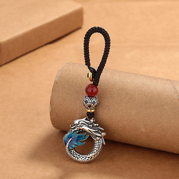 Auto ključni lanac u kineskom stilu sa sretnim zmajem - retro književno-umjetnički stil, bakar, zodijak, tehnika kapljanje ljepilo, proljeće 2024
