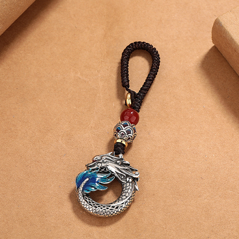 Auto ključni lanac u kineskom stilu sa sretnim zmajem - retro književno-umjetnički stil, bakar, zodijak, tehnika kapljanje ljepilo, proljeće 2024