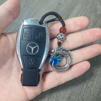 Auto ključni lanac u kineskom stilu sa sretnim zmajem - retro književno-umjetnički stil, bakar, zodijak, tehnika kapljanje ljepilo, proljeće 2024