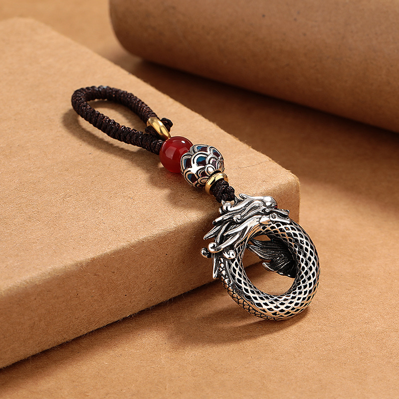 Auto ključni lanac u kineskom stilu sa sretnim zmajem - retro književno-umjetnički stil, bakar, zodijak, tehnika kapljanje ljepilo, proljeće 2024