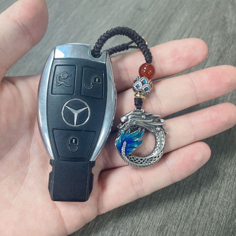 Auto ključni lanac u kineskom stilu sa sretnim zmajem - retro književno-umjetnički stil, bakar, zodijak, tehnika kapljanje ljepilo, proljeće 2024