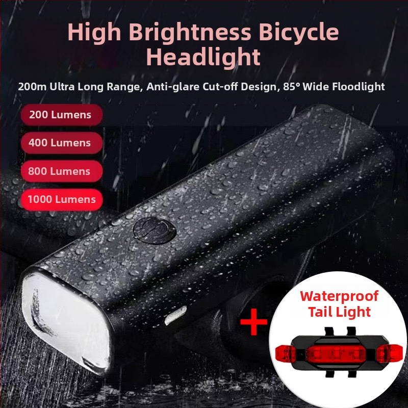 Aliuminio lydinio dvira priekinis žibintas, įkraunamas, avarinio ryškumo, atsparus vandeniui, tinkamas kalnų ir greitkelių dviračiams