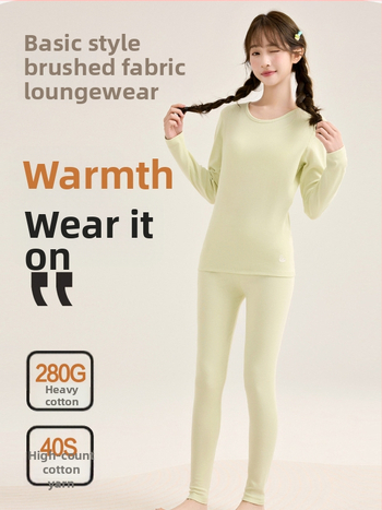 Tüdrukute sooja kodu komplekt, 95% puuvill, 5% elastaan, 280 g villase-stretch puuvill, harjatud pehme, paks, ümmargune kaelus, sügis-talv, vanus 8+