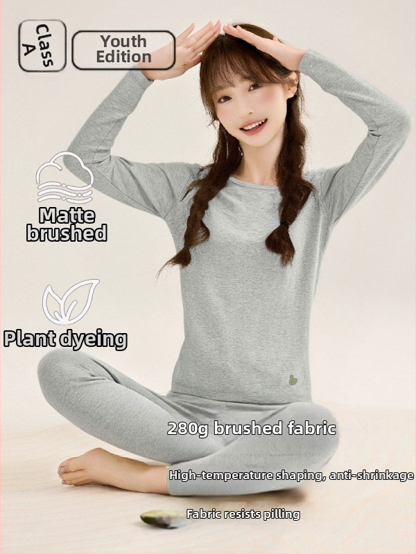 Tüdrukute sooja kodu komplekt, 95% puuvill, 5% elastaan, 280 g villase-stretch puuvill, harjatud pehme, paks, ümmargune kaelus, sügis-talv, vanus 8+