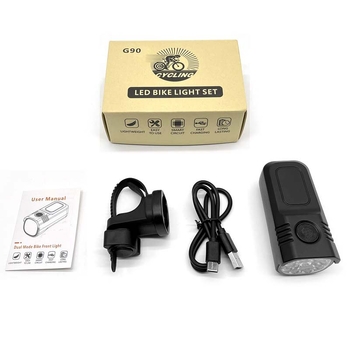 Алуминиев презареждаем фар за велосипед — предно осветление за нощно каране на пътни и планински велосипеди, висок лумен, дълъг живот, двуцветен режим