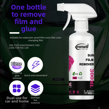 Päikesefilmi liimi eemaldaja – Ellen will; tüüp: päikesefilmi liimi eemaldaja; peamised koostisosad: tensiidid; pH: neutraalne; kõlblikkusaeg: kolm aastat