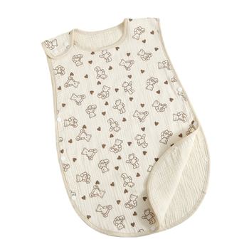 Sac de dormit pentru copii din tif de bumbac, patru straturi, 100% bumbac, greutate sub 1 jin, Brie Time, stil desen animat