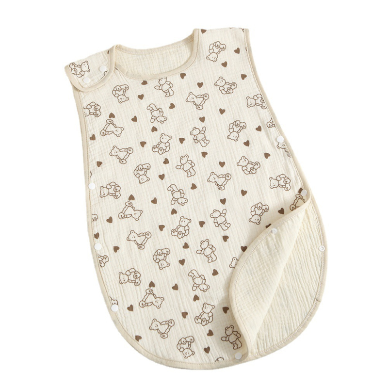 Sac de dormit pentru copii din tif de bumbac, patru straturi, 100% bumbac, greutate sub 1 jin, Brie Time, stil desen animat