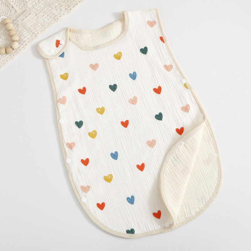 Sac de dormit pentru copii din tif de bumbac, patru straturi, 100% bumbac, greutate sub 1 jin, Brie Time, stil desen animat