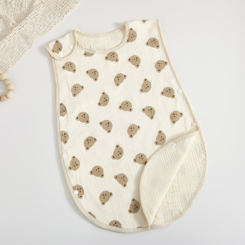 Sac de dormit pentru copii din tif de bumbac, patru straturi, 100% bumbac, greutate sub 1 jin, Brie Time, stil desen animat