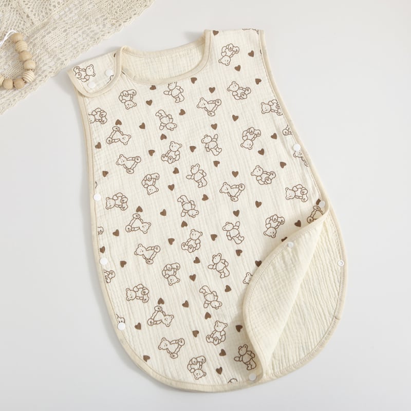 Sac de dormit pentru copii din tif de bumbac, patru straturi, 100% bumbac, greutate sub 1 jin, Brie Time, stil desen animat