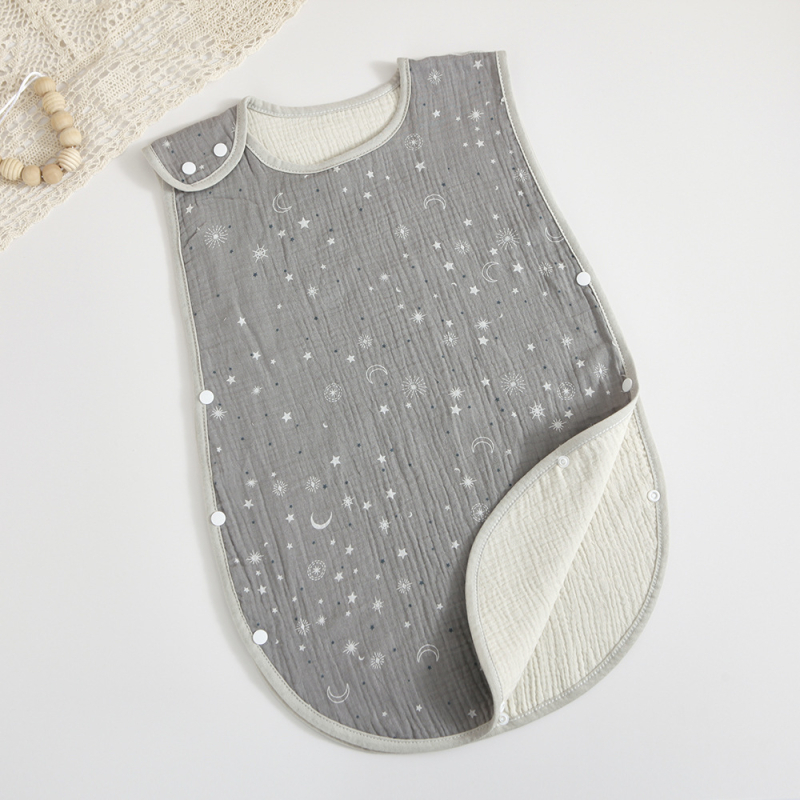 Sac de dormit pentru copii din tif de bumbac, patru straturi, 100% bumbac, greutate sub 1 jin, Brie Time, stil desen animat