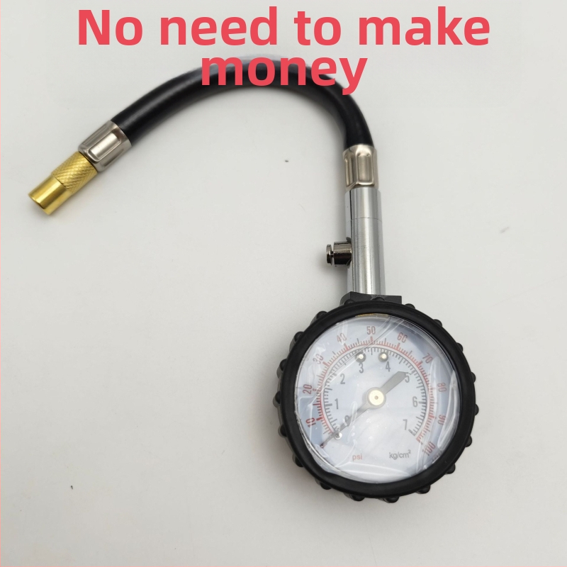 Mehaaniline auto rehvi rõhu mõõtja pikema voolikuga ja deflatsiooni funktsiooniga, 100 PSI ulatus, mudel YW-048, kaasaskantav ja universaalne